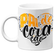 Caneca de cerâmica pai de coração branca 325 ml 