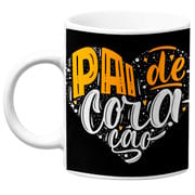 Caneca de cerâmica pai de coração preta 325 ml 