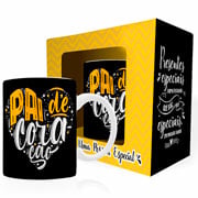 Caneca de cerâmica pai de coração preta 325 ml 