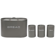 Kit porta-pão e porta-mantimentos em ferro cinza 4 peças 