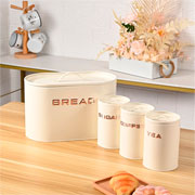 Kit porta-pão e porta-mantimentos em ferro off white 4 peças. 