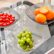 Saladeira redonda de vidro canelado 26x08 cm 