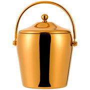 Balde de gelo em inox com alça luxo dourado 1,2 litros. 