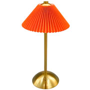 Abajur de mesa em metal dourado cúpula laranja 15x31 cm 