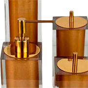 Jogo de banheiro em resina Quadratta gold 04 peças. 