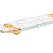 Bandeja de vidro com detalhe dourado 40x11 cm. 