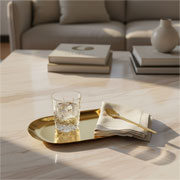 Bandeja em inox Linea dourada 27x11 cm 