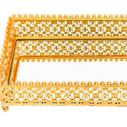 Bandeja em metal esferas dourada 40x30 cm 