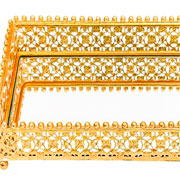 Bandeja em metal esferas dourada 36x26 cm. 