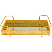 Bandeja em metal vivere dourada 45x21 cm. 