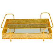 Bandeja em metal vivere dourada 35x21 cm 