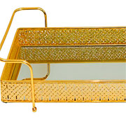 Bandeja em metal vivere dourada 35x21 cm 