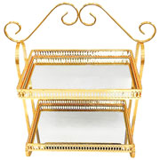 Bandeja em metal Luxo dois andares espelhada dourada 34x46 cm 