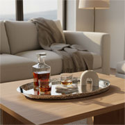 Bandeja espelhada em inox Luxo 31x19 cm 