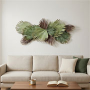 Adorno de parede folhas em metal verde 150x60 cm 