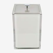 Lixeira de resina Quadratta cristal linho puxador cromado 17x25 cm 