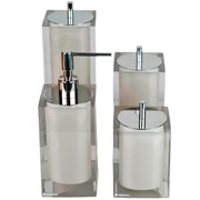 Jogo de banheiro em resina Quadratta cristal linho 04 peças 