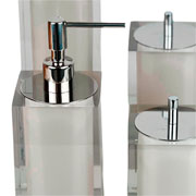 Jogo de banheiro em resina Quadratta cristal linho 04 peças 