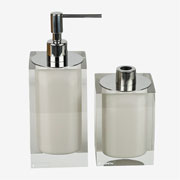 Jogo de banheiro de resina duo Quadratta cristal linho 02 peças 