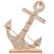 Escultura de madeira âncora bege 28x22 cm 