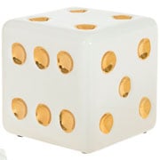 Escultura de cerâmica Dado off white 10 cm 