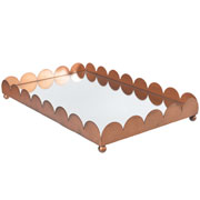 Bandeja de metal espelhada Ondas bronze 40x25 cm 