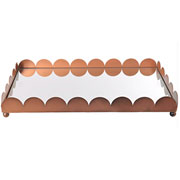 Bandeja de metal espelhada Ondas bronze 40x25 cm 