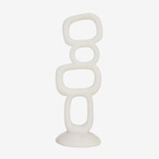 Escultura Geométrica em poliresina bege 34x12 cm 