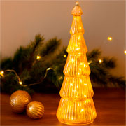 Árvore de natal em vidro âmbar com led 48 cm 