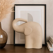 Escultura Elefante em poliresina bege 29x13 cm 