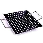 Assadeira wok em inox para churrasco Hércules preta 32,5x23 cm 
