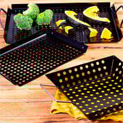 Assadeira wok em inox para churrasco Hércules preta 32,5x23 cm 