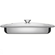 Assadeira em aço inox com tampa de vidro cosmos 38,5 cm 3,2 litros 