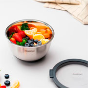 Bowl de inox Cucina com tampa de acrílico e base de silicone 1,5 litros 