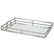 Bandeja retangular espelhada de inox 56x36 cm 
