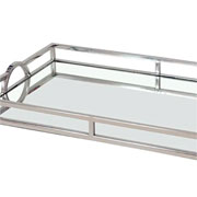 Bandeja retangular espelhada de inox 56x36 cm 