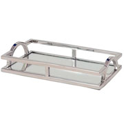 Bandeja retangular espelhada de inox 41x26 cm 