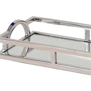 Bandeja retangular espelhada de inox 41x26 cm 