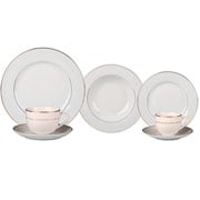 Aparelho de jantar de porcelana branco com filete dourado Majesty  42 peças 