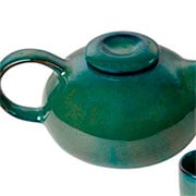 Jogo de xícaras e bule para chá em cerâmica Serenatta verde 5 peças 