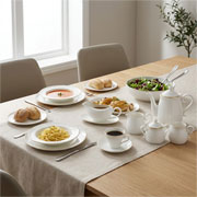 Aparelho de jantar em porcelana Lisse branco com filete dourado 49 peças 