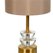 Abajur em cristal  base metal bivolt dourado e bege 49 cm 