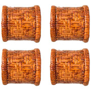 Argolas para Guardanapo de Rattan Caramelo 04 peças 
