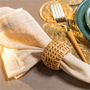 Argolas para guardanapo em rattan trance bege 4 peças 