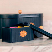 Caixa de chá em aço Enjoy flow azul 20x08 cm 