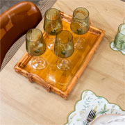 Bandeja em rattan retangular Trazy bege 45x30 cm. 