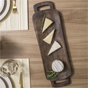 Bandeja com alça em madeira mangô ligth brown 56x16 cm 