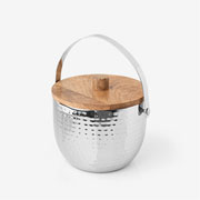 Balde para gelo em inox com tampa de bambu Sam 16 cm 