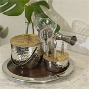 Balde para gelo em inox com tampa de bambu Sam 16 cm 