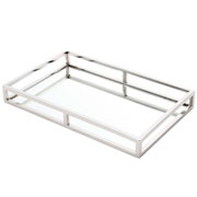 Bandeja de inox espelhada prata 41x26 cm 